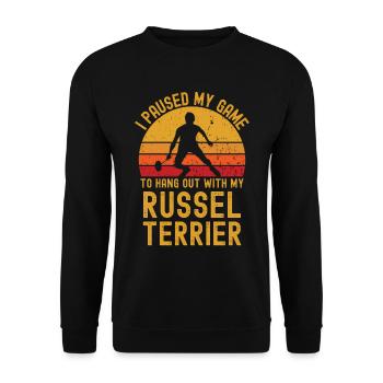 Badminton et Russel Terrier - Sweat-shirt Unisexe - noir - Devant - Alina (178cm) & Michal (187cm)