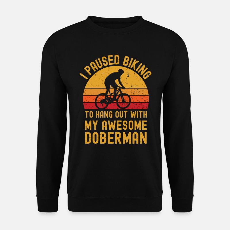 Radfahren und Dobermann - Unisex Pullover - Schwarz