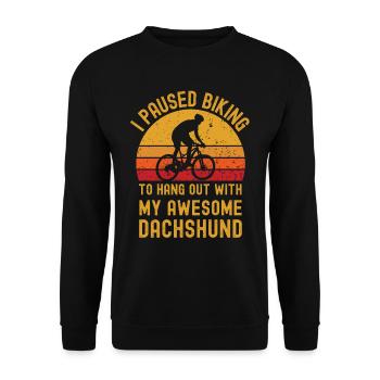Radfahren und Dackel - Unisex Pullover - Schwarz - Vorne - Alina (178cm) & Michal (187cm)