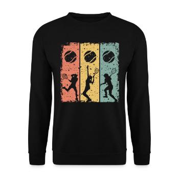 Tennis Tennis Féminin Rétro - Sweat-shirt Unisexe - noir - Devant - Alina (178cm) & Michal (187cm)