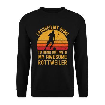Fußball und Rottweiler - Unisex Pullover - Schwarz - Vorne - Alina (178cm) & Michal (187cm)
