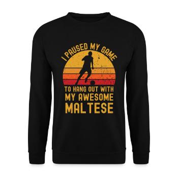 Fußball und Malteser - Unisex Pullover - Schwarz - Vorne - Alina (178cm) & Michal (187cm)