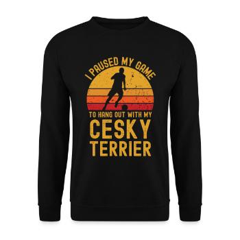 Fußball und Cesky-Terrier - Unisex Pullover - Schwarz - Vorne - Alina (178cm) & Michal (187cm)