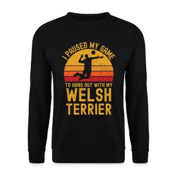 Volleyball and Welsh Terriers - Unisex Sweatshirt - black - Front - Alina (178cm) & Michal (187cm)