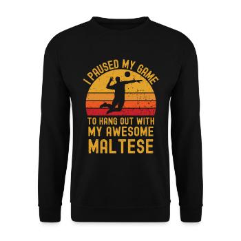 Volleyball und Malteser - Unisex Pullover - Schwarz - Vorne - Alina (178cm) & Michal (187cm)