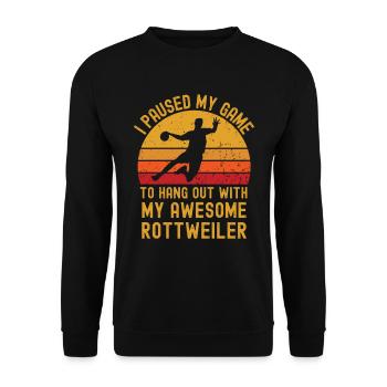 Handball und Rottweiler - Unisex Pullover - Schwarz - Vorne - Alina (178cm) & Michal (187cm)