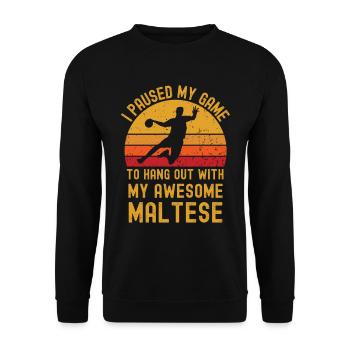 Handball und Malteser - Unisex Pullover - Schwarz - Vorne - Alina (178cm) & Michal (187cm)