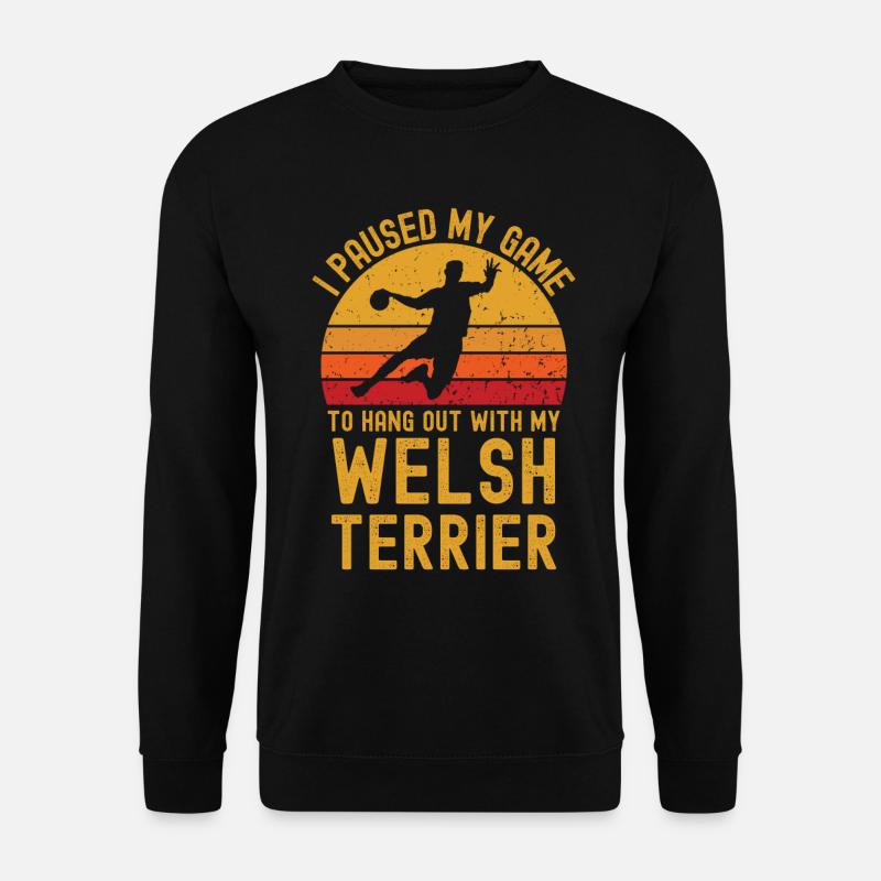 Handball und Welsh-Terrier - Unisex Pullover - Schwarz