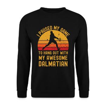 Tennis und Dalmatiner - Unisex Pullover - Schwarz - Vorne - Alina (178cm) & Michal (187cm)