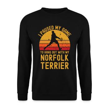Tennis und Norfolk-Terrier - Unisex Pullover - Schwarz - Vorne - Alina (178cm) & Michal (187cm)