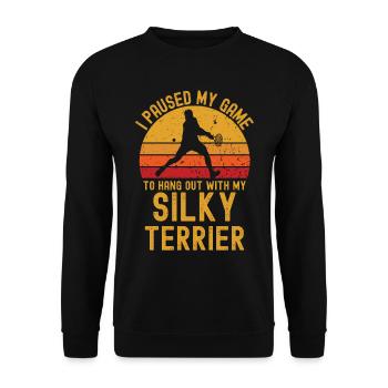 Tennis et Silky-Terrier - Sweat-shirt Unisexe - noir - Devant - Alina (178cm) & Michal (187cm)
