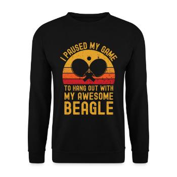 Tennis de table et beagle - Sweat-shirt Unisexe - noir - Devant - Alina (178cm) & Michal (187cm)