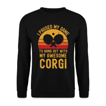 Tennis de table et corgi - Sweat-shirt Unisexe - noir - Devant - Alina (178cm) & Michal (187cm)