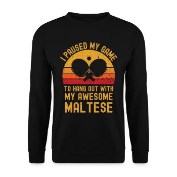 Tischtennis und Malteser - Unisex Pullover - Schwarz - Vorne - Alina (178cm) & Michal (187cm)