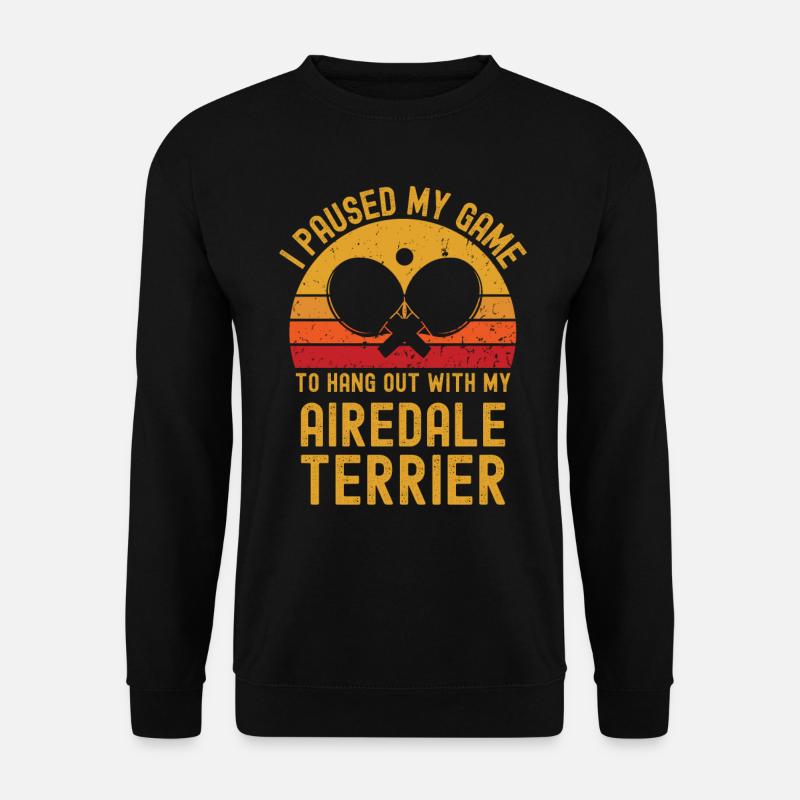 Tischtennis und Airedale-Terrier - Unisex Pullover - Schwarz