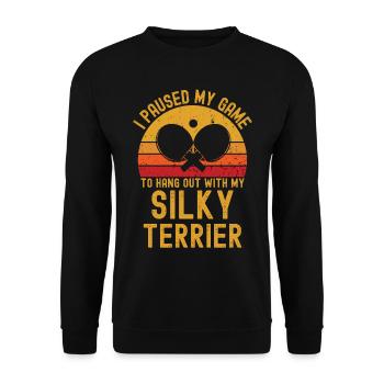 Tennis de table et Silky-Terrier - Sweat-shirt Unisexe - noir - Devant - Alina (178cm) & Michal (187cm)