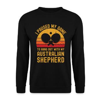 Tennis de table et berger australien - Sweat-shirt Unisexe - noir - Devant - Alina (178cm) & Michal (187cm)