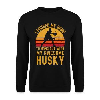 Basketball und Husky - Unisex Pullover - Schwarz - Vorne - Alina (178cm) & Michal (187cm)