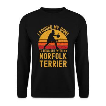 Basketball und Norfolk-Terrier - Unisex Pullover - Schwarz - Vorne - Alina (178cm) & Michal (187cm)