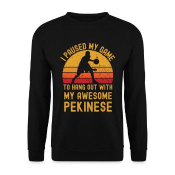 Basketball und Pekinese - Unisex Pullover - Schwarz - Vorne - Alina (178cm) & Michal (187cm)