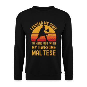 Basketball und Malteser - Unisex Pullover - Schwarz - Vorne - Alina (178cm) & Michal (187cm)