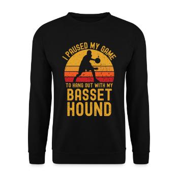 Basketball et Basset-Hound - Sweat-shirt Unisexe - noir - Devant - Alina (178cm) & Michal (187cm)