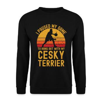 Basketball und Cesky-Terrier - Unisex Pullover - Schwarz - Vorne - Alina (178cm) & Michal (187cm)