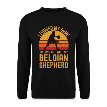 Basketball and Belgian Shepherd - Unisex Sweatshirt - black - Front - Alina (178cm) & Michal (187cm)