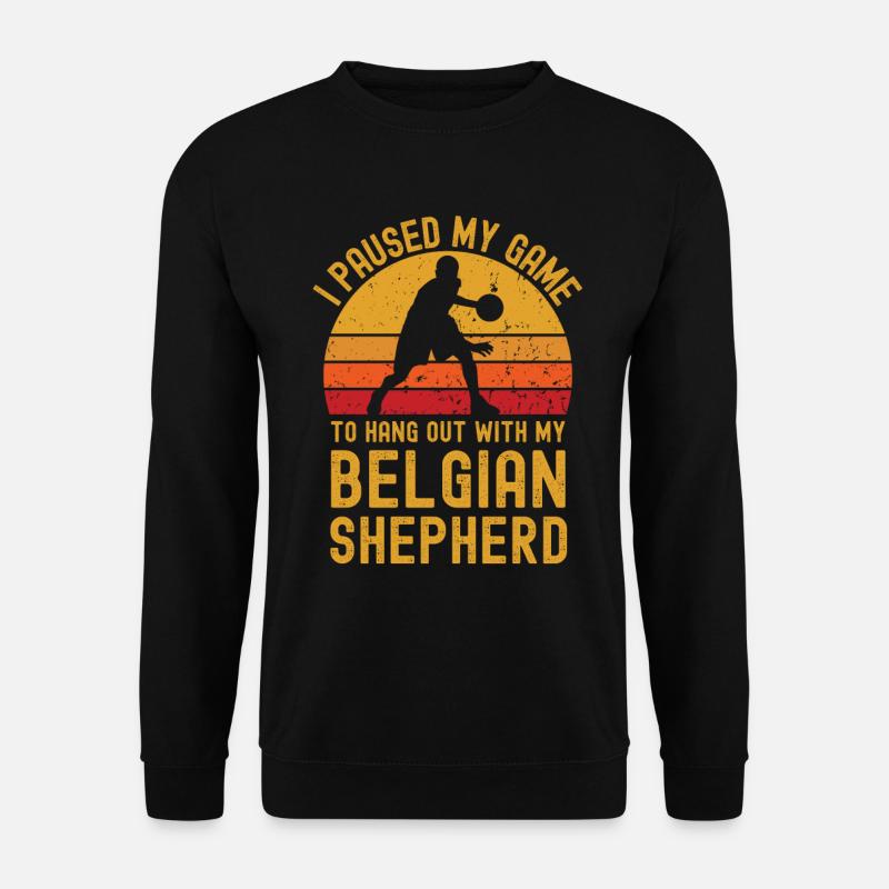 Basketball und Belgischer-Schäferhund - Unisex Pullover - Schwarz