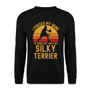 Basketball et Silky Terrier - Sweat-shirt Unisexe - noir - Devant - Alina (178cm) & Michal (187cm)