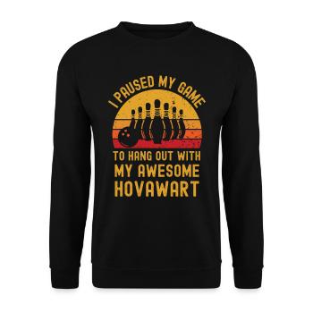 Bowling und Hovawart - Unisex Pullover - Schwarz - Vorne - Alina (178cm) & Michal (187cm)