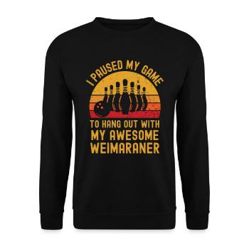Bowling und Weimaraner - Unisex Pullover - Schwarz - Vorne - Alina (178cm) & Michal (187cm)