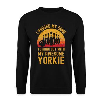 Bowling et Yorkshire Terriers - Sweat-shirt Unisexe - noir - Devant - Alina (178cm) & Michal (187cm)