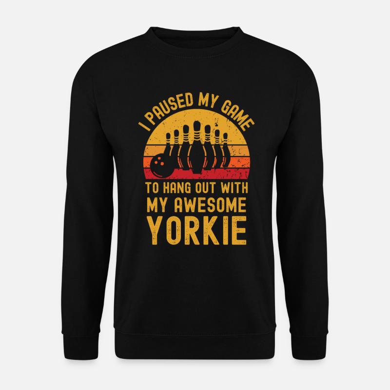 Bowling und Yorkshire-Terrier - Unisex Pullover - Schwarz