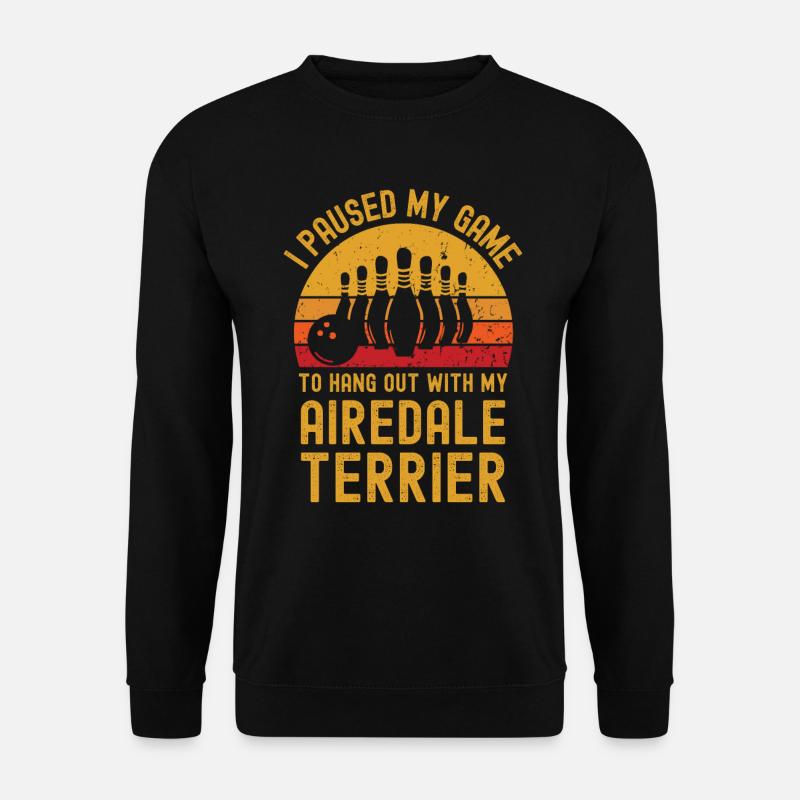 Bowling und Airedale-Terrier - Unisex Pullover - Schwarz