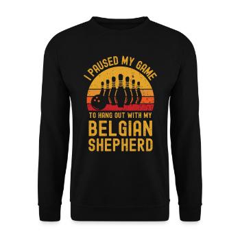 Bowling and Belgian Shepherd - Unisex Sweatshirt - black - Front - Alina (178cm) & Michal (187cm)