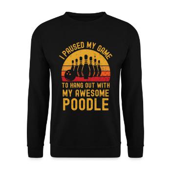 Bowling und Pudel - Unisex Pullover - Schwarz - Vorne - Alina (178cm) & Michal (187cm)