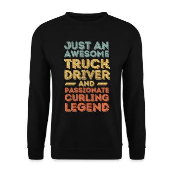 Truck Driver Curling retro - Unisex Sweatshirt - black - Front - Alina (178cm) & Michal (187cm)