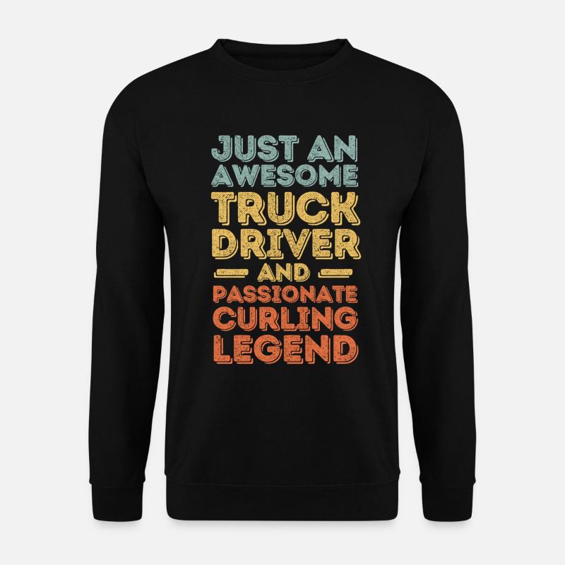 LKW-Fahrer Curling retro - Unisex Pullover - Schwarz