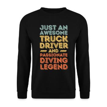 Truck driver diving retro - Unisex Sweatshirt - black - Front - Alina (178cm) & Michal (187cm)