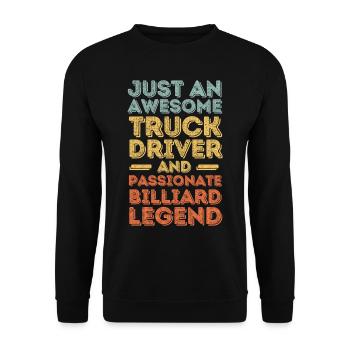 LKW-Fahrer Billard retro - Unisex Pullover - Schwarz - Vorne - Alina (178cm) & Michal (187cm)