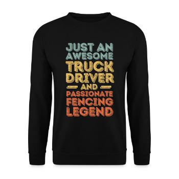 Truck driver fencing retro - Unisex Sweatshirt - black - Front - Alina (178cm) & Michal (187cm)