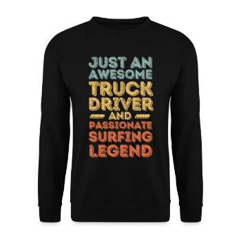Truck drivers surf retro - Unisex Sweatshirt - black - Front - Alina (178cm) & Michal (187cm)