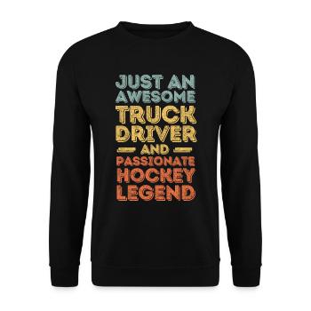 Truck driver Hockey retro - Unisex Sweatshirt - black - Front - Alina (178cm) & Michal (187cm)