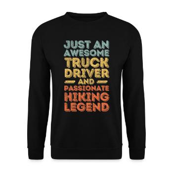 Truck drivers hiking retro - Unisex Sweatshirt - black - Front - Alina (178cm) & Michal (187cm)