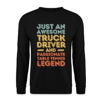 Truck driver table tennis retro - Unisex Sweatshirt - black - Front - Alina (178cm) & Michal (187cm)