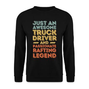 Truck driver rafting retro - Unisex Sweatshirt - black - Front - Alina (178cm) & Michal (187cm)