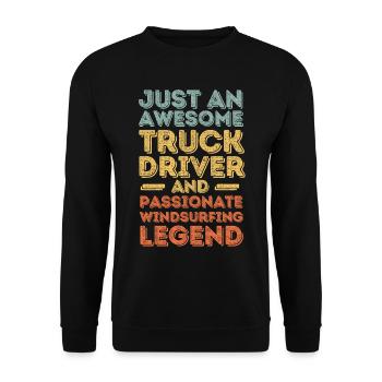 Truck driver windsurfing retro - Unisex Sweatshirt - black - Front - Alina (178cm) & Michal (187cm)