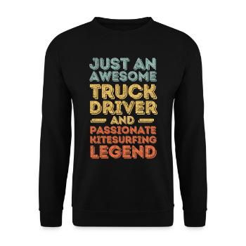 Truck driver kitesurfing retro - Unisex Sweatshirt - black - Front - Alina (178cm) & Michal (187cm)