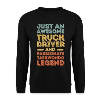 Truck driver Taekwondo retro - Unisex Sweatshirt - black - Front - Alina (178cm) & Michal (187cm)